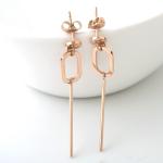 Fashion Accessories Women Stainless Steel Ellipse Long Drop Earring