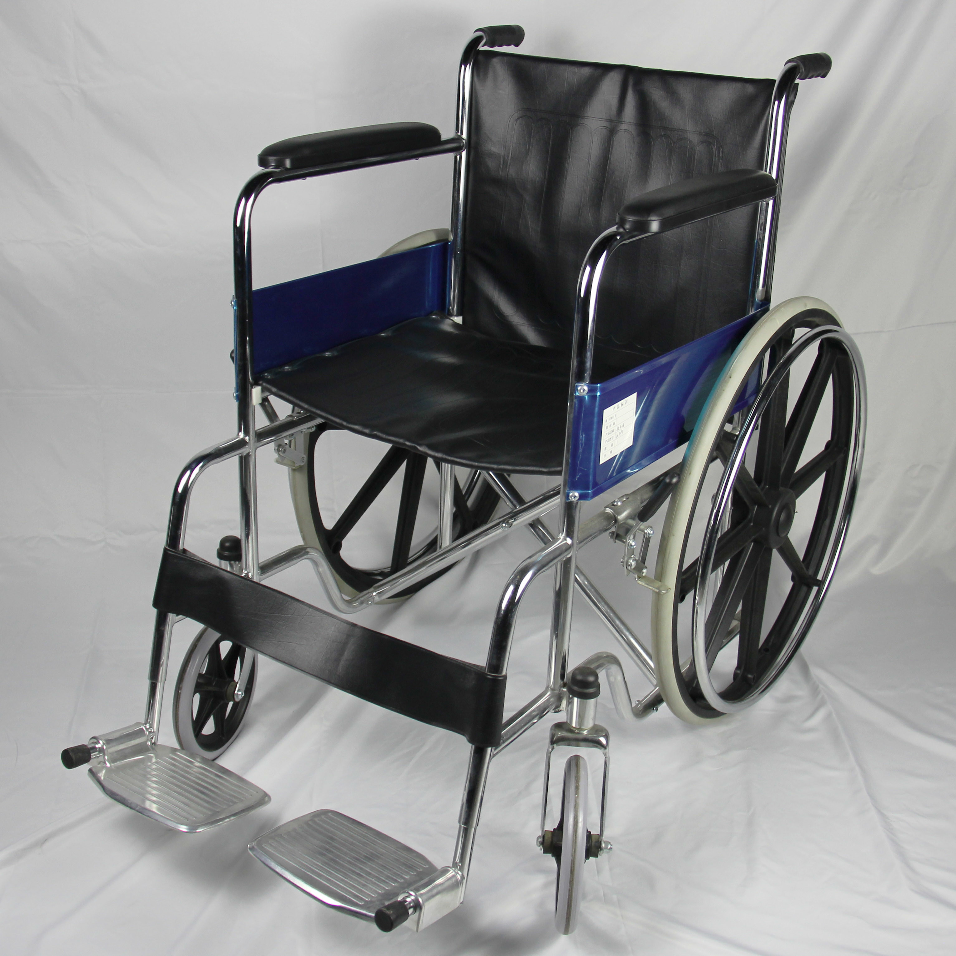 Essential Steel Frame Folding Steel Wheelchair Fixed Armrest And Footrest