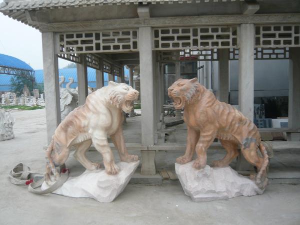 Buy cheap Pink marble lions sculpture with base from wholesalers