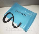 Semi-clear Tote Bags Stripe PVC Shoulder Bag with Pouch, PVC PU Trendy Handbag