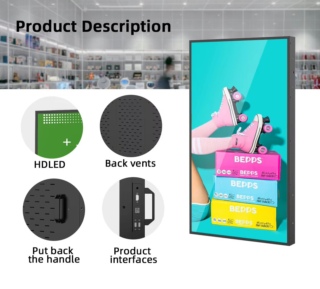 High Brightness Hanging Shop Window LCD Advertising Screen with Double Sided Display and Ultra-Thin Bezel