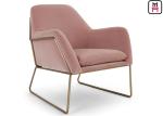 Velvet Stainless Steel Base Single Sofa Chair Gold Base Cozy Arm Hotel Lobby