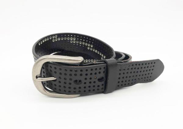 Buy cheap 2.2cm Width Womens Leather Studded Belts , Black Studded Belt With Cutout Effect from wholesalers
