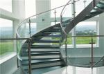 Prima Construction Modern Curved Staircase , Curved Glass Stairs with Round Post