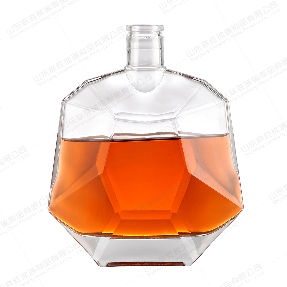 Glass Collar Empty Xo Vodka Decanter Alcohol Liquor Bottle for Entertaining Guests
