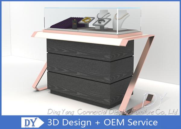 Buy cheap Smart Fashionable Glass Jewelry Store Counter With Wood Storage 1200 X 550 X 950MM from wholesalers