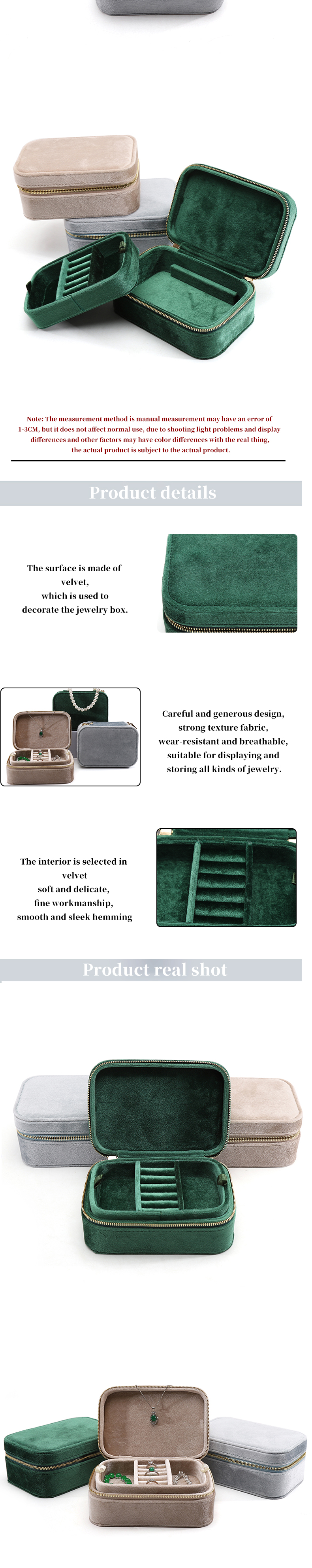 Custom Logo Wedding Velvet Travel Ring Box for Han Hong Couple Necklace Jewelry Storage