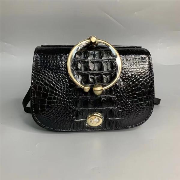 Buy cheap Genuine Alligator Leather Round Handle Female Small Handbag Lady Saddle Purse Exotic Crocodile Skin Women Shoulder Bag from wholesalers
