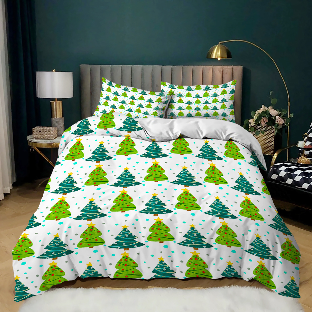 40 Fabric Count Christmas Decor Duvet Cover Santa Happy Gift 3D Digital Printing Red Comforter Bed Set
