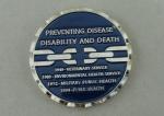 1 3/4 Inch Personalized Coin For Preventing Disease Disability And Death, Silver
