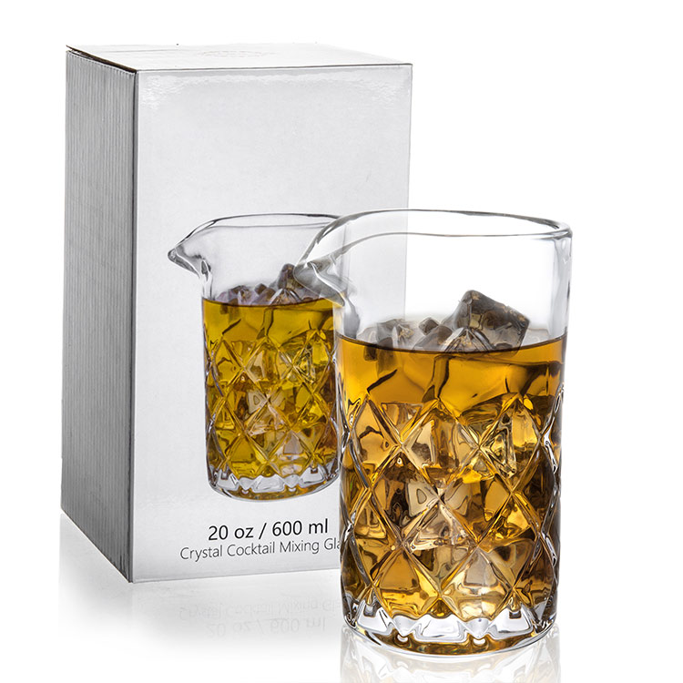 20oz 600ml House Glassware Unique Bartender Mixing Glass Deep Cut For Bar