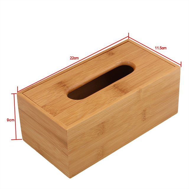 Non-folding Rack Multifunctional Bamboo Facial Cube Tissue Box for Bathroom or Kitchen