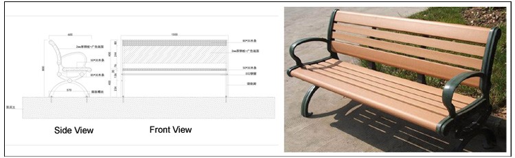 Haoyida 1200mm Cast Iron And Wood Garden Bench Advertising