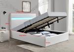 Crushed Velvet Gas Lift Storage Bed Modern Upholstered Grey With LED Light