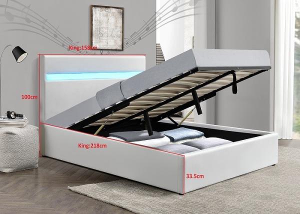 Buy cheap Crushed Velvet Gas Lift Storage Bed Modern Upholstered Grey With LED Light from wholesalers