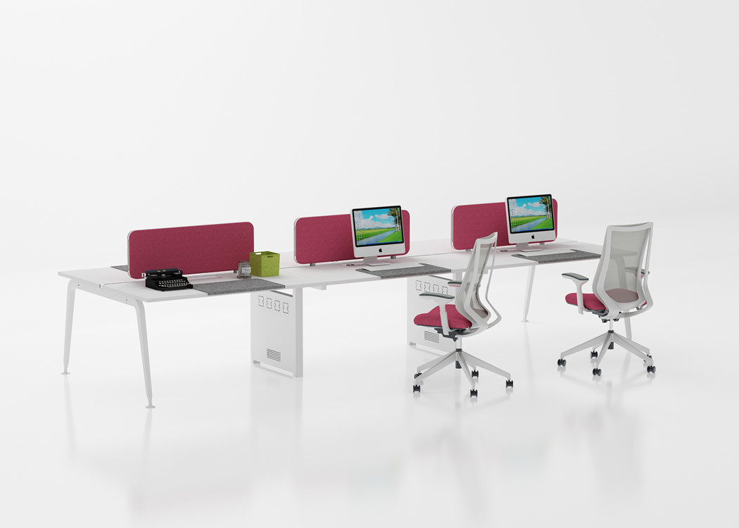 Light Maple Employee 6 Person Workstation Desk , Modern Office Partition Desk