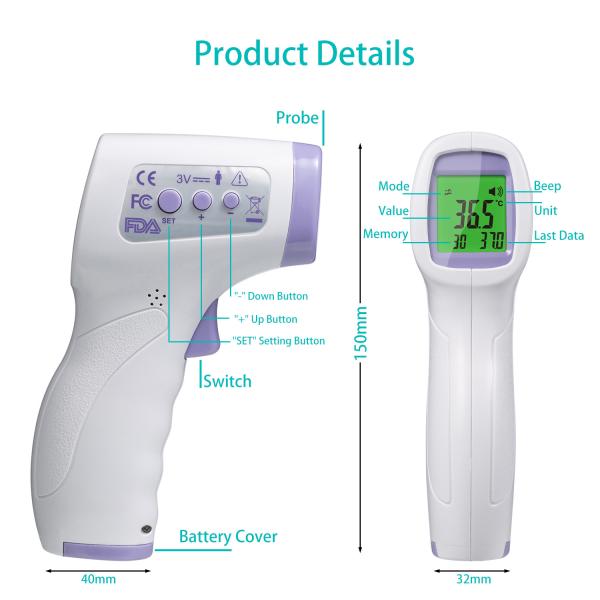 Quality Baby Body Temperature Digital Infrared Thermometer Gun Fever Measure Adult Kids Forehead Non contact LCD IR Thermometer for sale