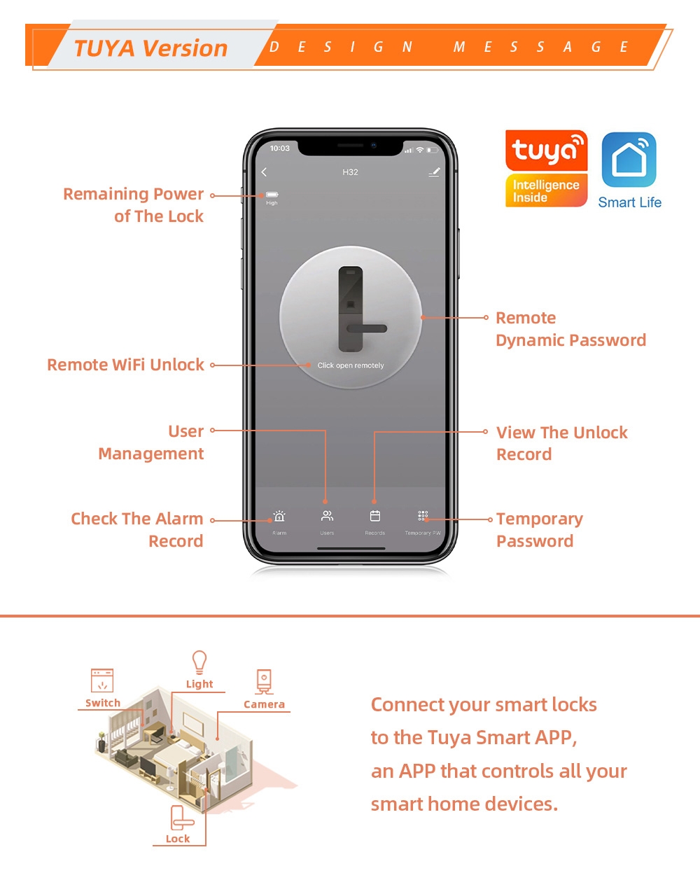 Apartment Smart Door Lock / Electronic Door Lock With Fingerprint