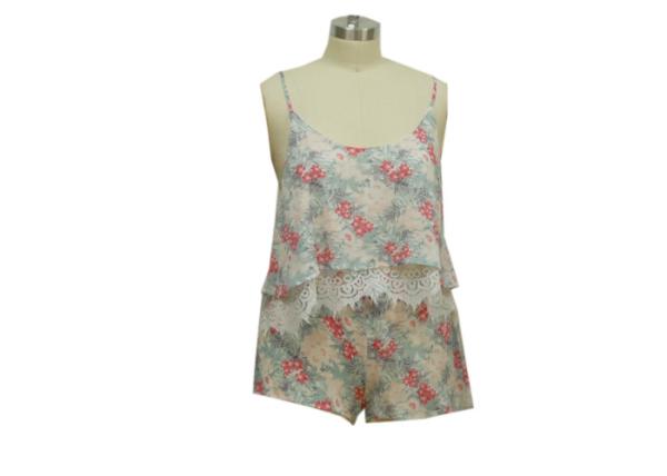 Buy cheap Crinckled Crepe Women'S Pajama Short Sets , Womens Summer Loungewear OEM Service from wholesalers