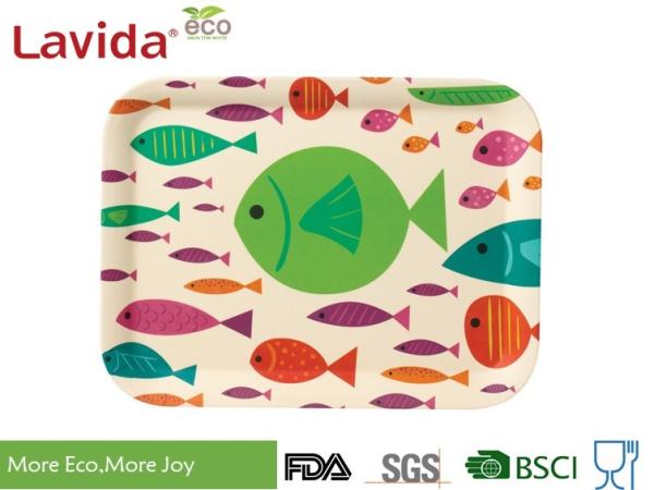 Buy cheap Ocean Fish Style Bamboo Fiber Tray , Shatter Proof Recycled Material Food Serving Trays from wholesalers