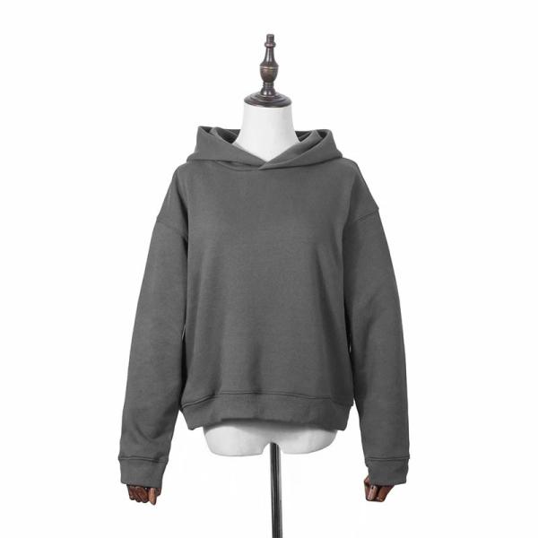 Buy cheap Plaid Slolid Grey Color Woman Oversize Hoodie Cropped for Autumn from wholesalers