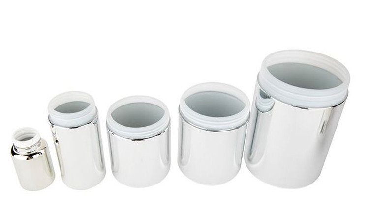 Customized Sports Nutrition Packaging Food Grade Plastic Material Silver Metalized Protein Powder Canister