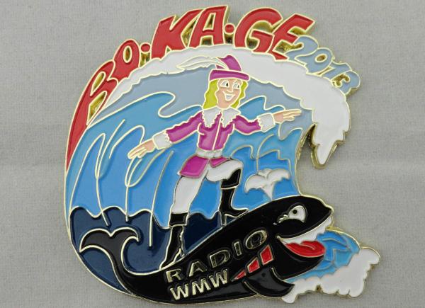 Zinc Alloy / Pewter BO KA GE Carnival, Sport Enamel Medal by Die Casting, Gold