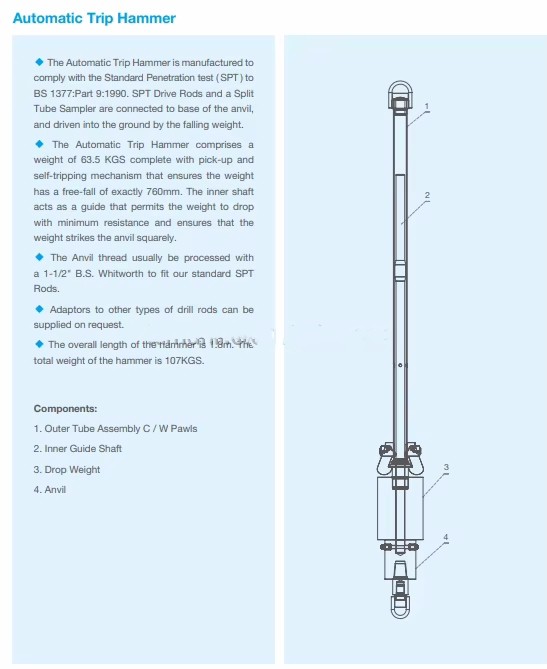 Spt Hammer Auto Trip Hammer For Standard Penetration Test
