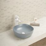 Smooth Lines Round Wash Basin Countertop Single Hole Curved Corners Vessel Sink