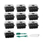 Green Plant Seed Starting Trays With Dome 12 Holes Reusable Durable For