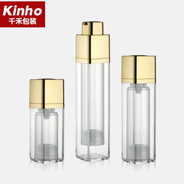 Buy cheap ABS Square Cosmetic Airless Bottle 20ml 30ml 50ml Double Wall Twist Lock Up Open Rotate from wholesalers