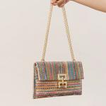 NEW HOLIDAY WIND MULTI-LAYER CHAIN CLAMSHELL LOCK STRAW BAG SHOULDER BAG CROSS