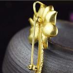 18K Gold Plated 925 Silver Enamel Lotus Flower Jade Pendant Necklace Brooch For