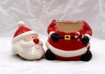 Santa Claus 3D Ceramic Cookie Jar Red Dolomite Food Container For Decoration