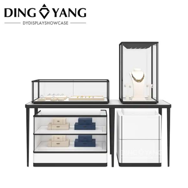 Buy cheap Modern Glass Stainless Steel Fashionable Jewelry Showcase With Led Light from wholesalers