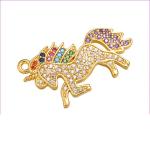 DIY 18k Gold Unicorn Necklace Horse Charms Bracelet Pave CZ Zircon