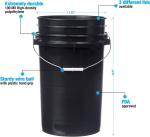 7 Gallon Black Food Grade Buckets + Gamma Seal Lids, BPA Free Container Storage,