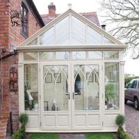 Buy cheap Wrought Iron Greenhouse White Metal Glass Sunroom Triangle Roof Garden Outdoor product