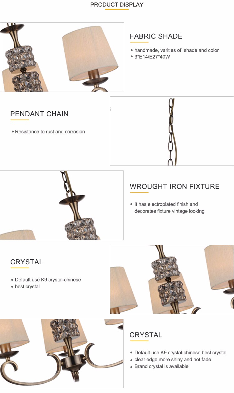 Floral crystal metal chandelier for home hotel lamp fixtures (WH-MI-19)