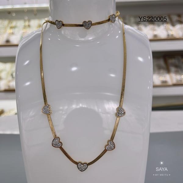 Buy cheap Stainless Snake Bone Chain Necklace 18k Gold Plated Heart Rhinestone Necklace from wholesalers