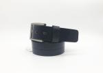 Black Mens Casual Leather Belt With Middle Straight - Line Stitching Square