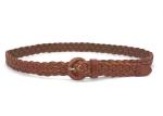 Fashion Ladies Braided Belts With Round Leather Covered Buckle