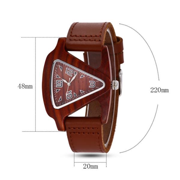 Buy cheap Women Wooden Wrist Watch Black Ladies Quartz Watches Female Bamboo Leather Wristwatch Fashion Triangle Wood Clock Dropsh from wholesalers