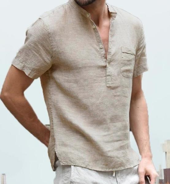 Buy cheap Oem Apparel Men Short Sleeve Shirts Linen Button Down Beach Casual Summer Shirts from wholesalers