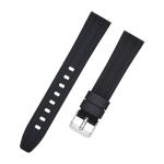 Custom Black Soft Silicone Watch Strap 18mm With Stainless Steel Buckle