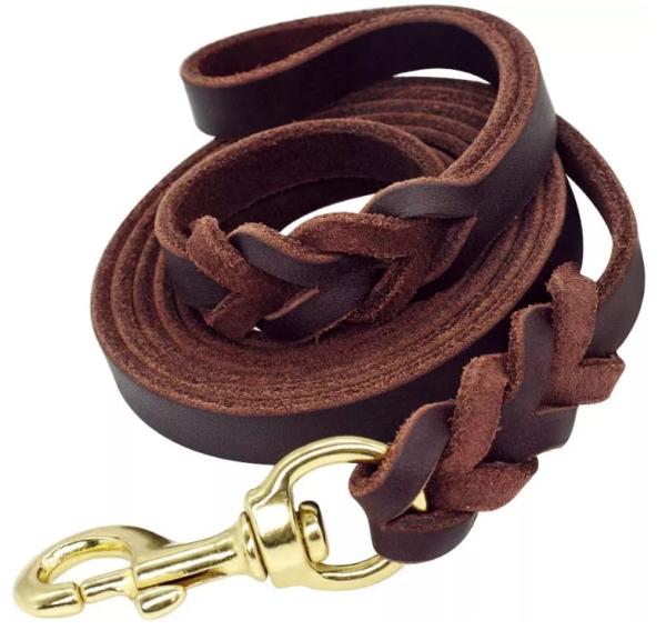 leather slip lead for dogs Training 4/6 ft Length 3/5 inch Width for Medium and