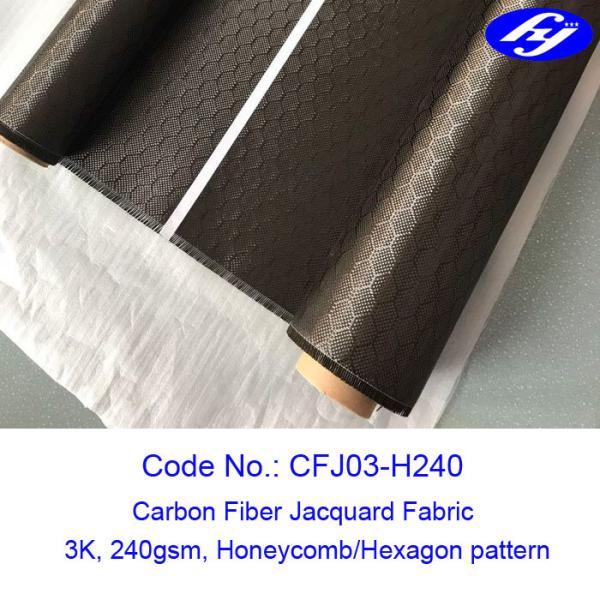 Buy cheap Honeycomb / Hexagon Pattern 3K Carbon Fiber Jacquard Fabric For Composite Parts from wholesalers
