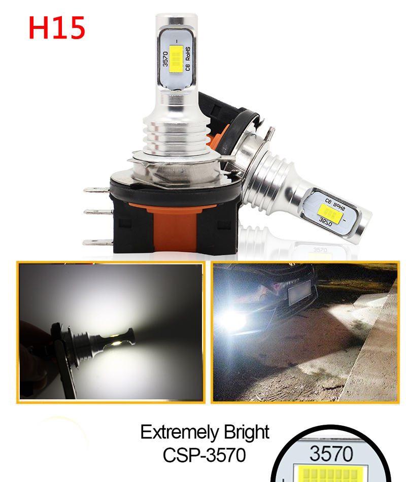 Luces Para Carros H15 Automotive LED Headlight DRL Halogen Bulbs Headlights