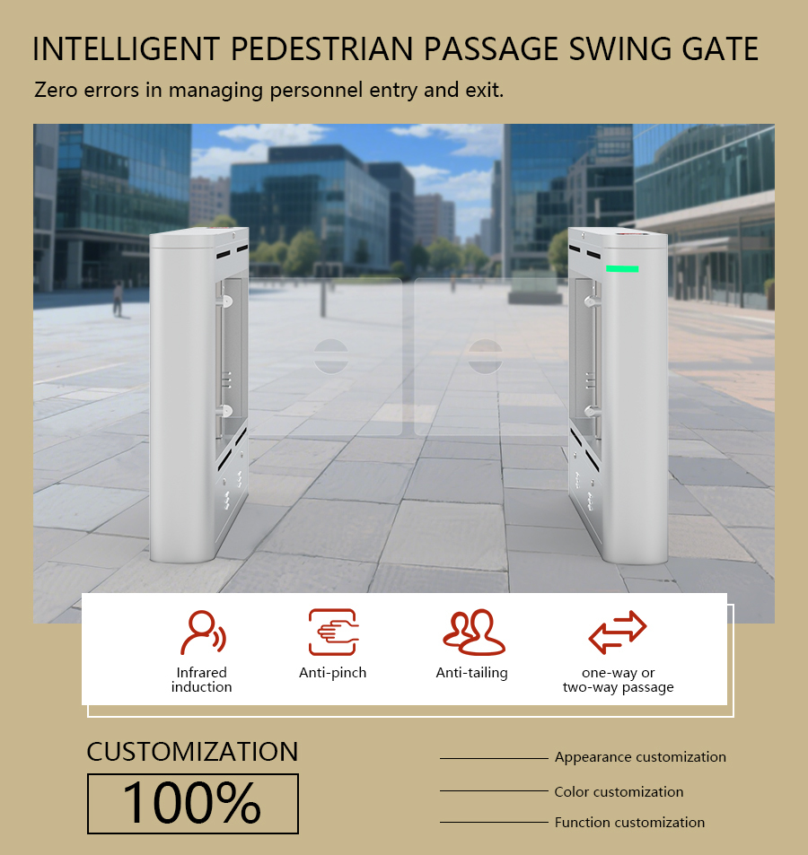 HCW 35-40 Persons/Min Swing Gate Face Recognition Turnstile 100-240V With Card Reader