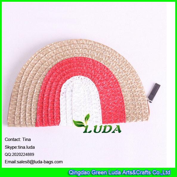 Buy cheap LUDA hot sale ladies semi round striped pp straw clutch bag from wholesalers